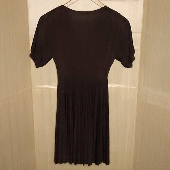 Soprano Womens Brown Short Sleeve Stretchy Fit And Flare Accordion Midi Dress... - Picture 2 of 7